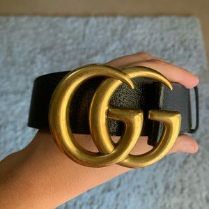 Gucci wide leather belt with Double G buckle